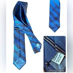 CROSBY & HOWARD Blue Striped Silk Neck Tie Men’s Office Business